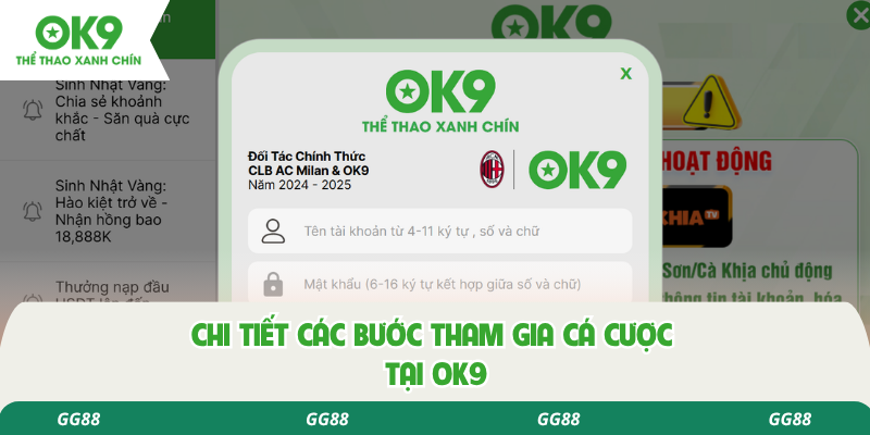 Chi tiết các bước tham gia cá cược tại OK9