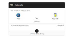 Dự đoán tỷ số PSG và Aston Villa